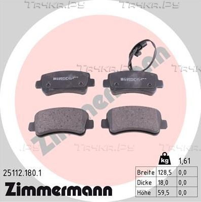 Тормозные колодки Zimmermann. Артикул 25112.180.1