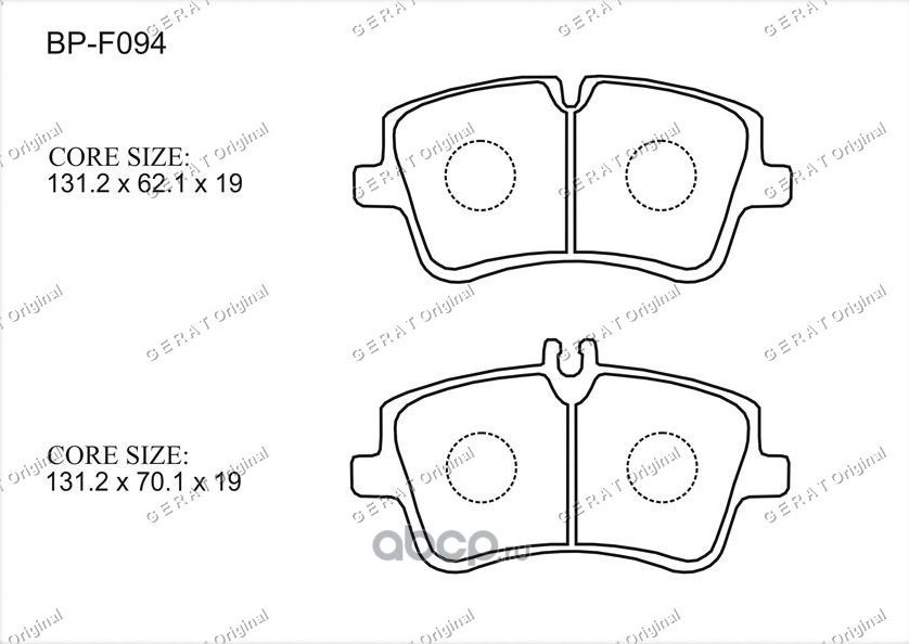 Тормозные колодки Gerat BP-F094 (передние) Gerat. Артикул BPF094