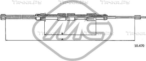 Трос ручника (тросик ручного тормоза) Metalcaucho. Артикул 80313