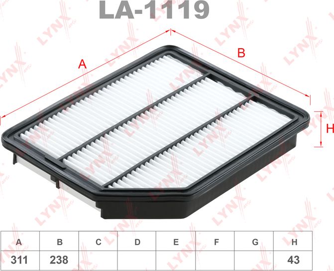 Воздушный фильтр LYNXauto. Артикул LA-1119
