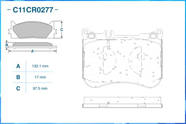 Колодки тормозные передние (Low Metallic) (Cworks). Артикул C11CR0277