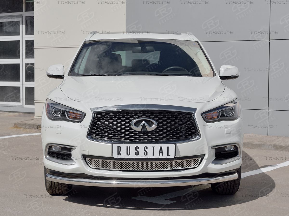 Защита RusStal переднего бампера d63 (дуга) для Infiniti QX60 2016-2026. Артикул IQXZ-002675