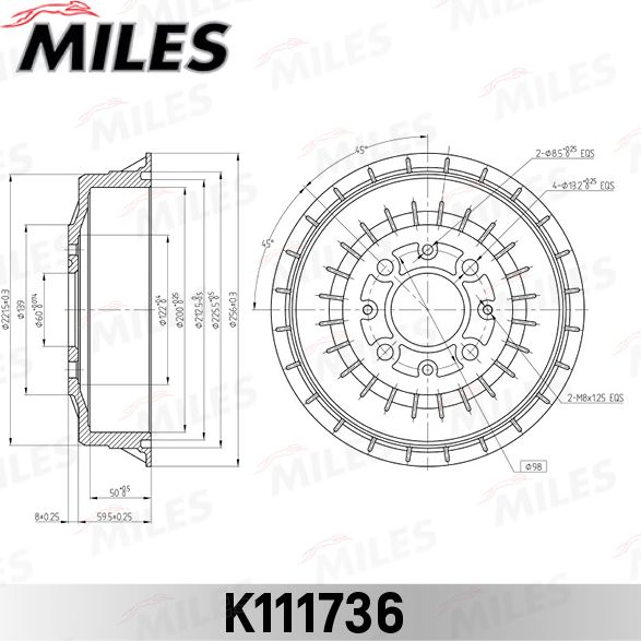 Тормозной барабан Miles. Артикул K111736