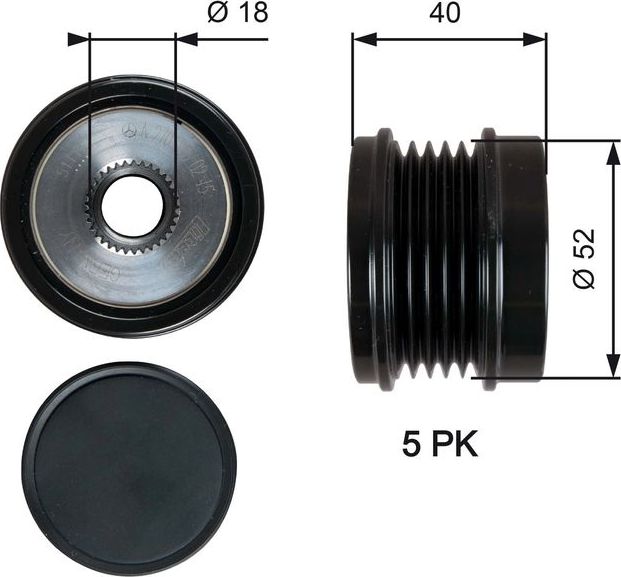 Натяжной ролик (натяжитель) приводного клинового зубчатого ремня Gates DriveAlign®. Артикул T39271