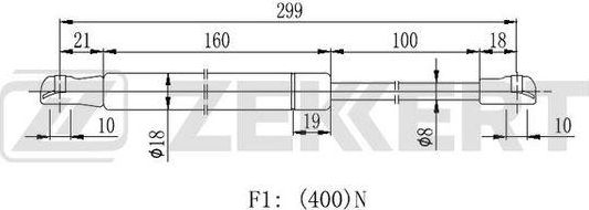 Амортизатор (упор) капота Zekkert передний для Audi A1 I (8X) 2010-2018. Артикул GF-2211