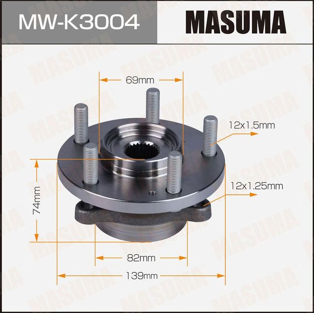 Ступица с подшипником KIA CEED II 15- с АБС (Masuma). Артикул MWK3004