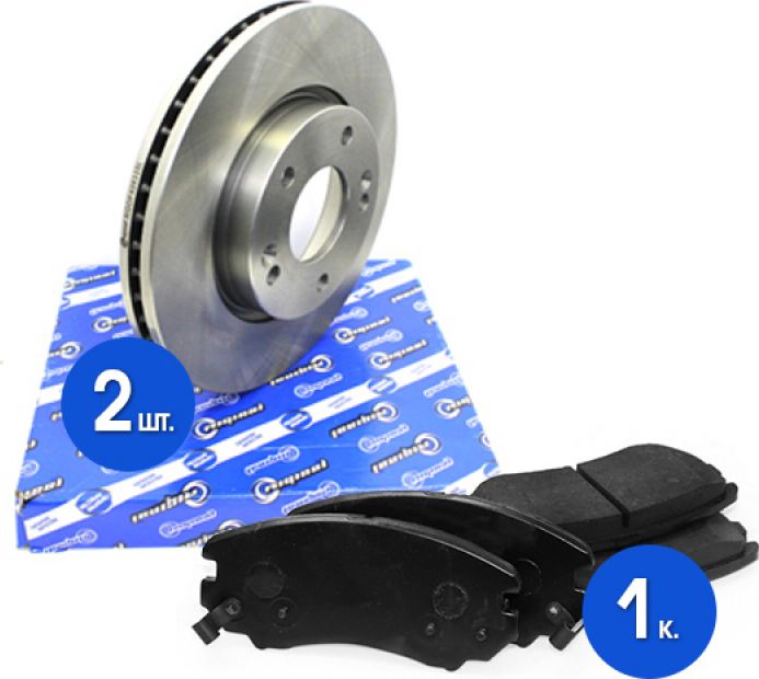 Диски тормозные с колодками передние комплект (Riginal). Артикул RGDF4283KIT