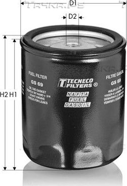 Топливный фильтр  Tecneco Filters. Артикул GS69