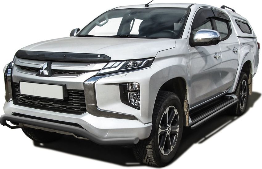 Защита Slitkoff переднего бампера d57 волна для Mitsubishi L200 V рестайлинг 2018-2026 Серебристая. Артикул ML18-005S