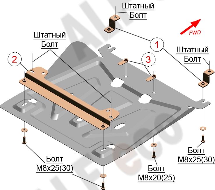 Защита алюминиевая Alfeco для картера Toyota Land Cruiser 200 2015-2021. Артикул ALF.24.96al