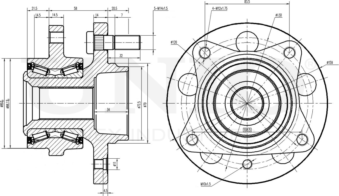 Ступица колеса с интегрированным подшипником (Unio). Артикул HUB-20034