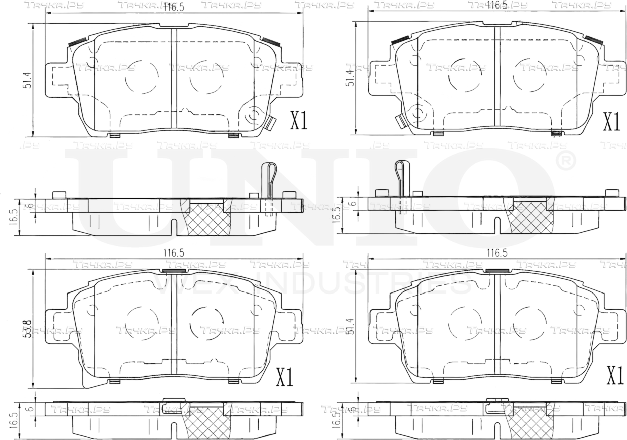 Колодки тормозные дисковые, комплект (Unio). Артикул BRP-20379