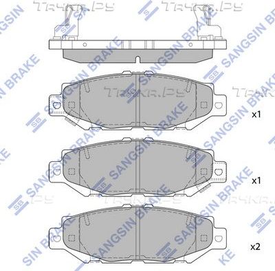 Тормозные колодки Sangsin Hi-Q задние для Lexus GS I 1993-1997. Артикул SP1432