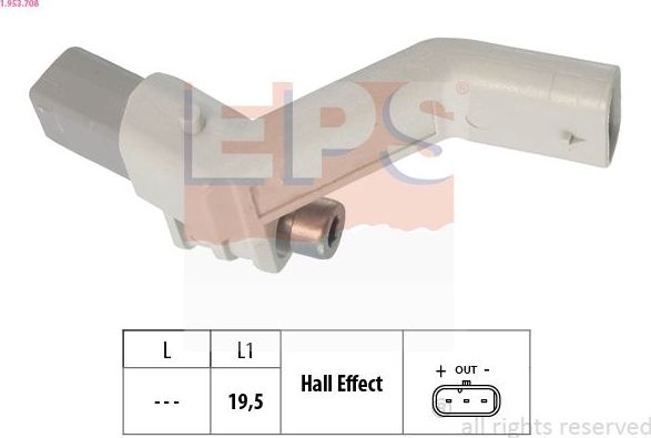 Датчик положения коленвала EPS OE Equivalent для Volkswagen Passat B8 2014-2026. Артикул 1.953.708