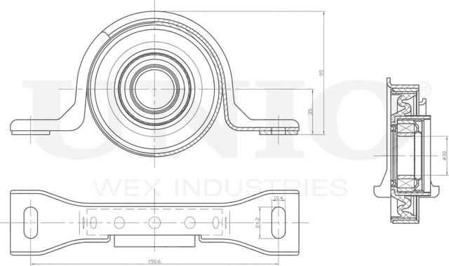 Подшипник подвесной карданного вала (Unio). Артикул RMP-15178