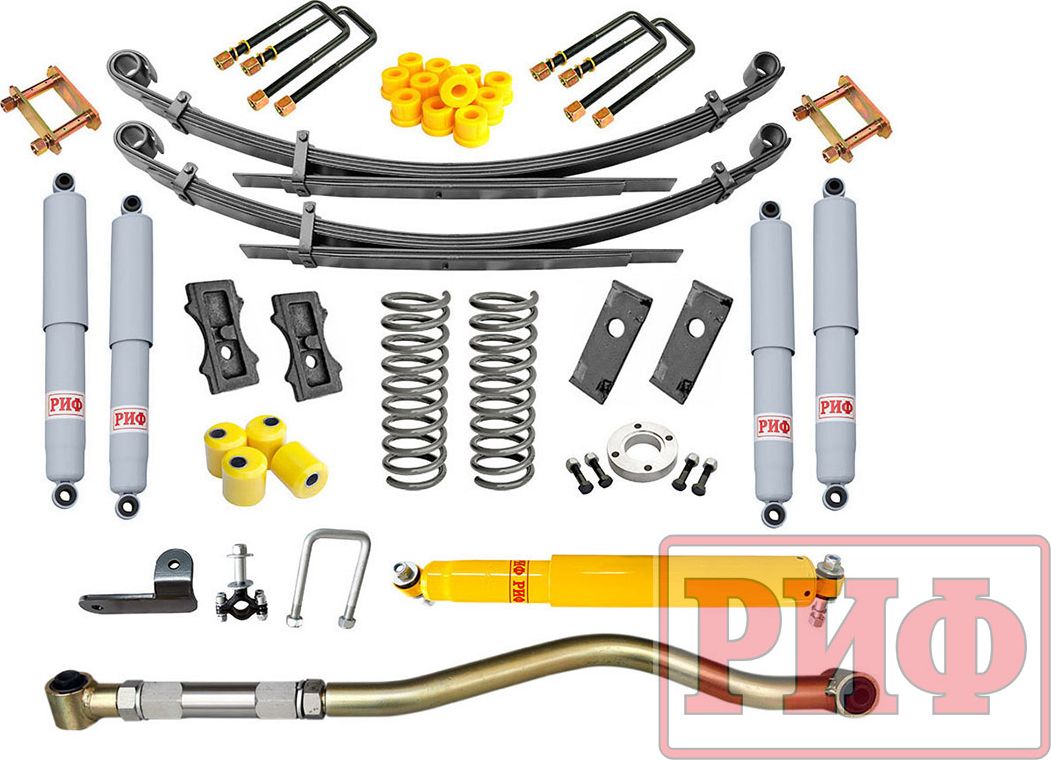 Лифт-комплект РИФ газовый для УАЗ Hunter 2003-2026, лифт 50 мм, нагрузка 0-150 кг. Артикул RIF-Hun-B-G