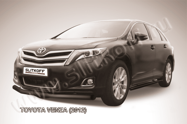 Защита Slitkoff переднего бампера d76 ЧЕРНАЯ матовая для Toyota Venza 2012-2026. Артикул TVEN002B