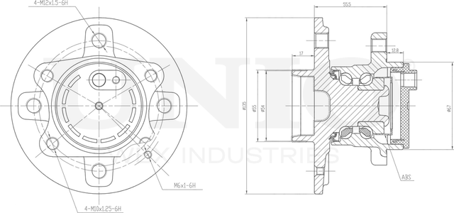 Ступица колеса с интегрированным подшипником (Unio). Артикул HUB-20204