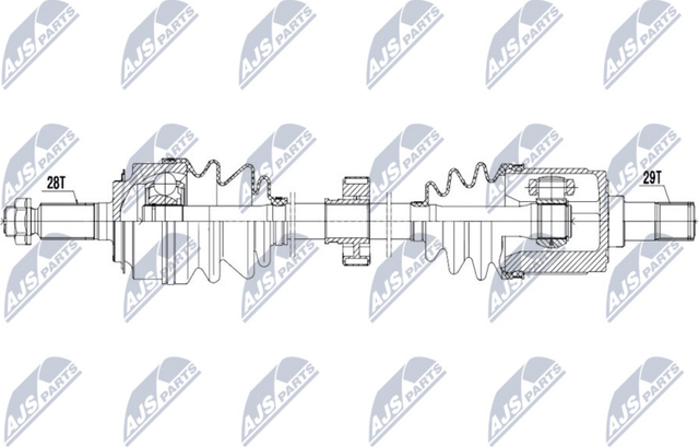 Полуось (привод в сборе, приводной вал) NTY передняя левая для Honda Accord VII 2004-2008. Артикул NPW-HD-043