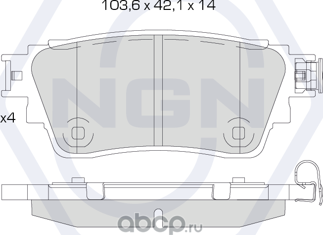 Колодки тормозные керамические, задние (NGN). Артикул 3502411