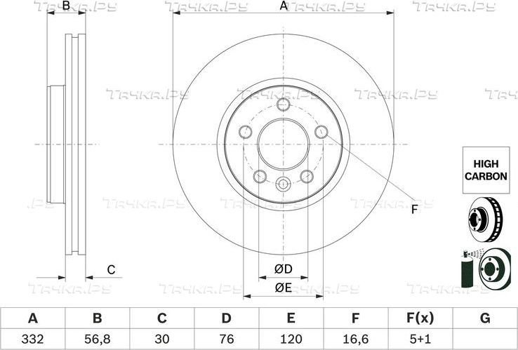 Тормозной диск Bosch. Артикул 0 986 479 F04