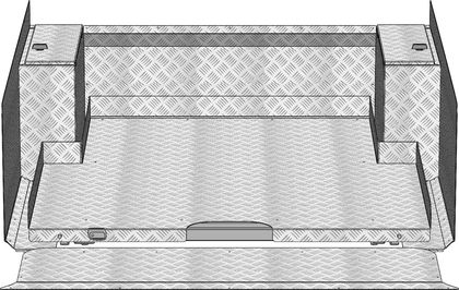 Обшивка АВС-Дизайн для грузового кузова под выкатную платформу MITSUBISHI L200 2015-2024. Ррифленый алюминий 2мм, неокрашенный. Артикул ABC.MCCL200.BP.0003.01