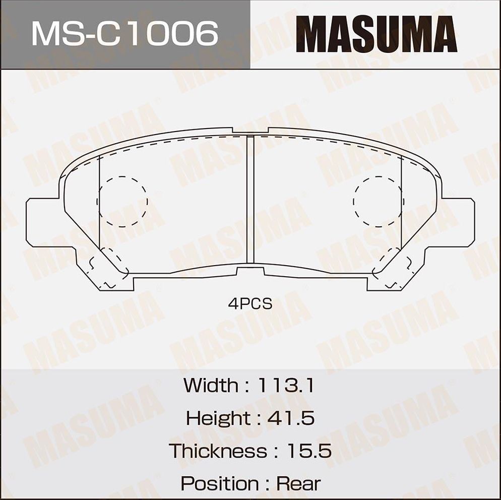 Тормозные колодки Masuma. Артикул MS-C1006