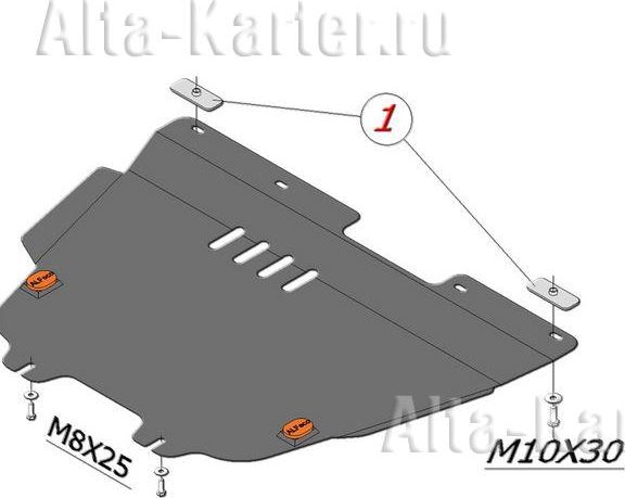 Защита алюминиевая Alfeco для картера и КПП Lifan Breez 2007-2014. Артикул ALF.35.01al