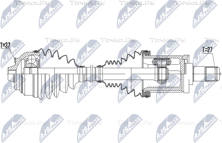 Полуось (привод в сборе, приводной вал) NTY. Артикул NPW-BM-055