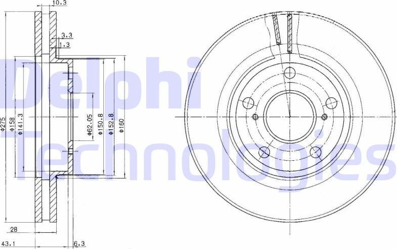 Тормозной диск Delphi. Артикул BG2782