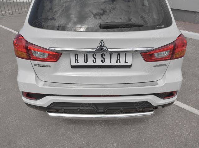 Накладка RusStal на задний бампер (лист нерж зеркальный) для Mitsubishi ASX I рестайлинг 2017-2020. Артикул MASN-002964