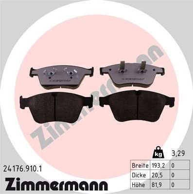 Тормозные колодки Zimmermann rd:z. Артикул 24176.910.1