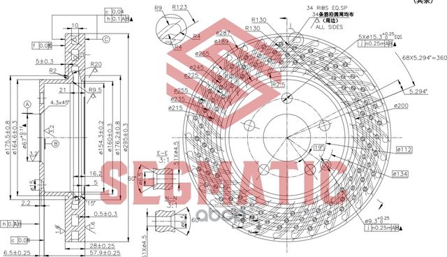 ДИСК ТОРМОЗНОЙ (Segmatic). Артикул SBD30093379