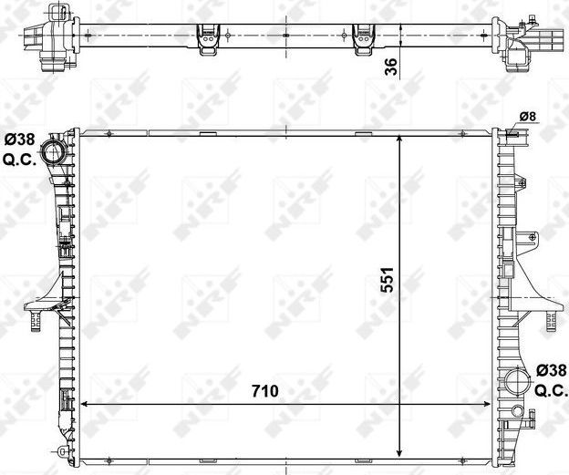 Радиатор охлаждения двигателя NRF (алюминий). Артикул 53798