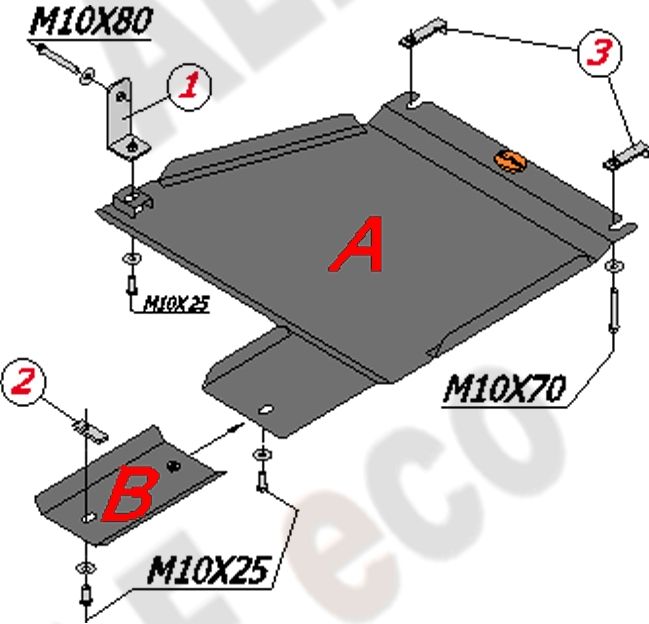 Защита алюминиевая Alfeco для раздатки Nissan Navara D40 2005-2015. Артикул ALF.15.08al