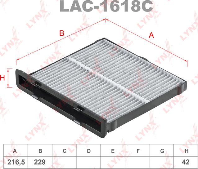 Салонный фильтр LYNXauto. Артикул LAC-1618C