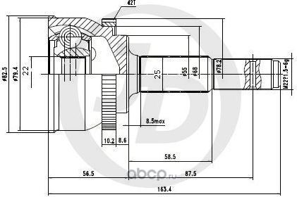 ШРУС внешний ABS NI013A42 (Just Drive). Артикул JCT0023A