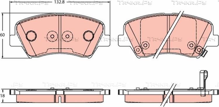 Тормозные колодки TRW передние для Hyundai Veloster I 2011-2012. Артикул GDB3552
