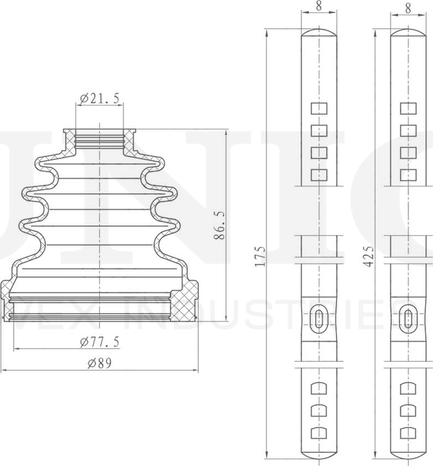 Пыльник ШРУС, комплект (Unio). Артикул DUC-30041K