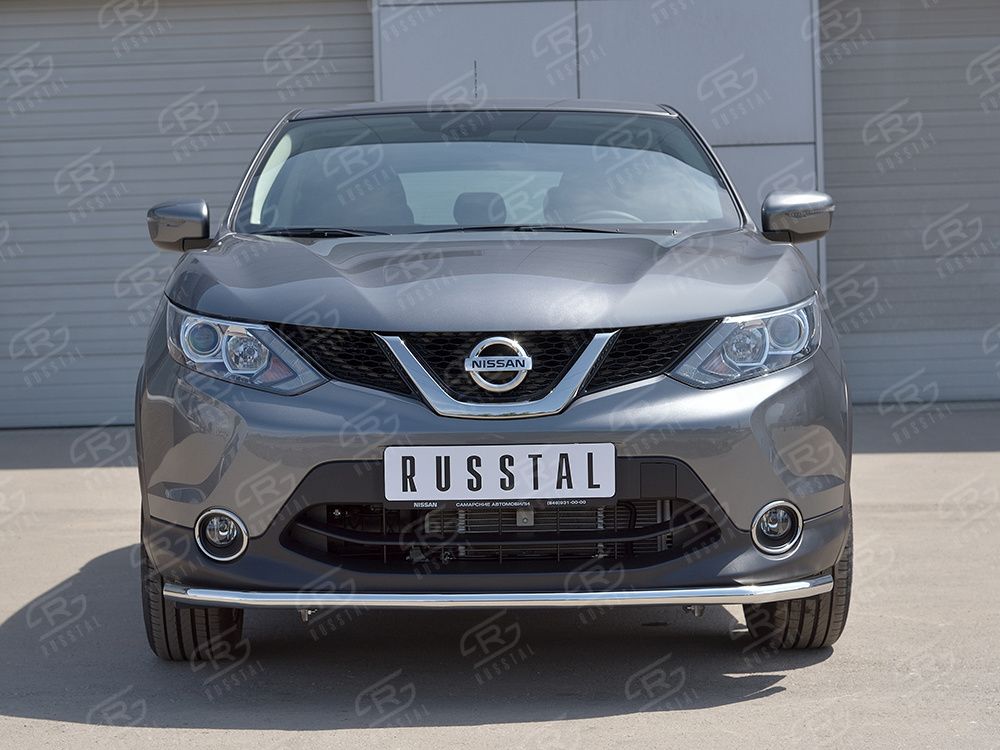Защита RusStal переднего бампера d42 секция для Nissan Qashqai II (сборка России) 2015-2018. Артикул NQAZ-002305