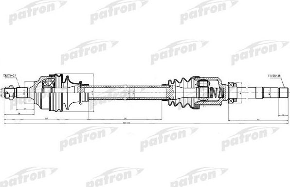 Полуось (привод в сборе, приводной вал) Patron. Артикул PDS0283