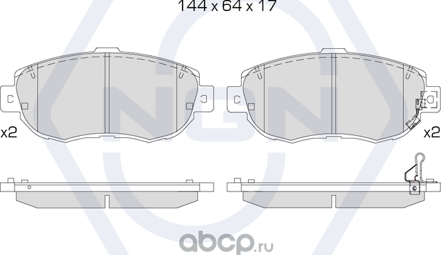 Колодки тормозные керамические, передние (NGN). Артикул 3501776