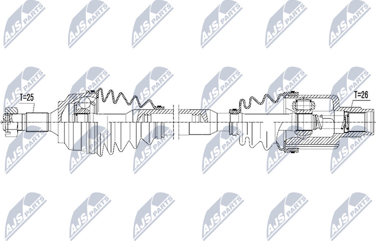 Полуось (привод в сборе, приводной вал) NTY. Артикул NPW-PE-043