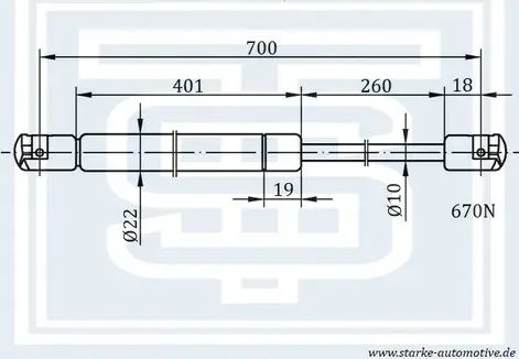 Амортизатор багажника CITROEN, PEUGEOT BERLINGO, PARTNER (Starke). Артикул 184195