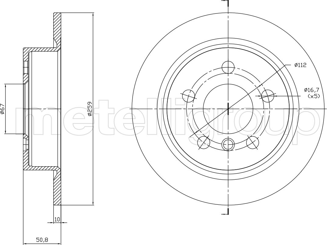 Тормозной диск Metelli. Артикул 23-1771C