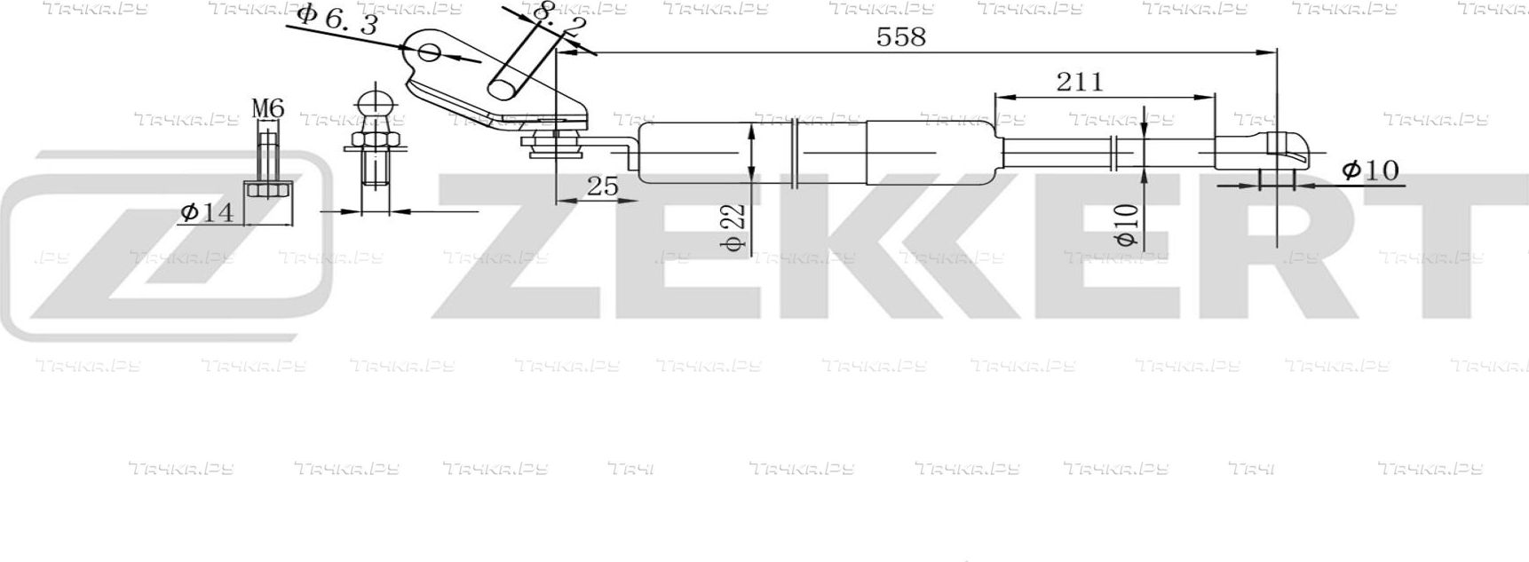 Амортизатор (упор) багажника Zekkert. Артикул GF-2615