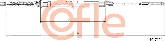 Трос ручника (тросик ручного тормоза) Cofle задний правый/левый для SEAT Inca I 1995-2003. Артикул 92.10.7431