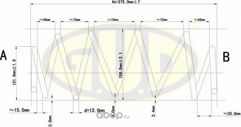 Пружина подвески G.U.D. передняя для Ford Mondeo III 2000-2007. Артикул GCS027578