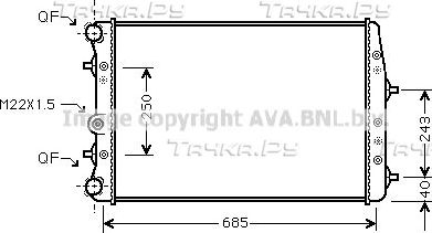 Радиатор охлаждения двигателя AVA для Skoda Fabia I 1999-2008. Артикул SAA2010