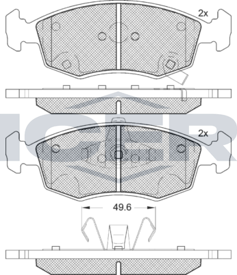 Тормозные колодки Icer для Fiat 500L I 2012-2026. Артикул 182225
